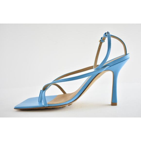 Bottega Veneta Stretch Square Toe Sky Blue Ankle Strap Sandal Heel Pump 38 - Picture 8 of 11